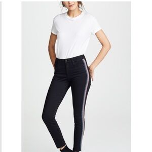 MOTHER Black Skinny Jeans with Side Stripe
